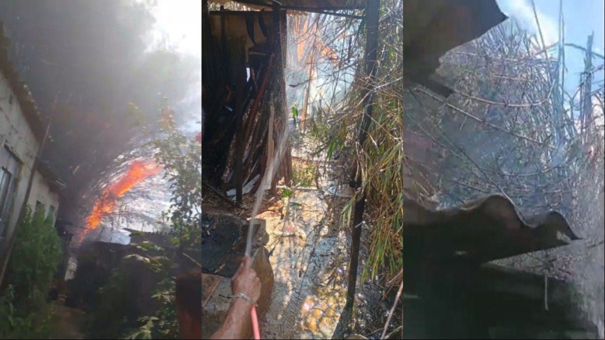 As chamas se alastraram e ameaçou diversas casas vizinhas ao local