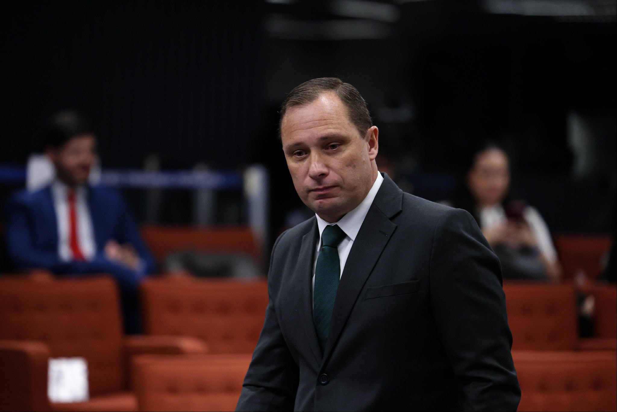O tenente-coronel Mauro Cid na sala da Primeira Turma do STF, pouco antes do início do interrogatório conduzido por Alexandre de Moraes